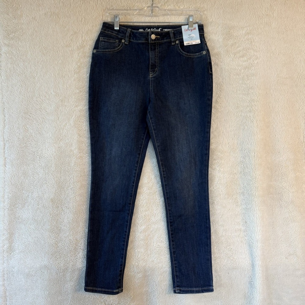 NWT Cat & Jack Girls' Blue Denim Mid-Rise Ultimate Stretch Skinny Jeans Size 18